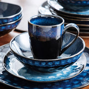 32-Delige Serviesset - 8 Persoons - Sterrenblauwe Glazuurlaag - Inclusief Dinerborden, Dessertborden, Kommen en Mokken - Blauw