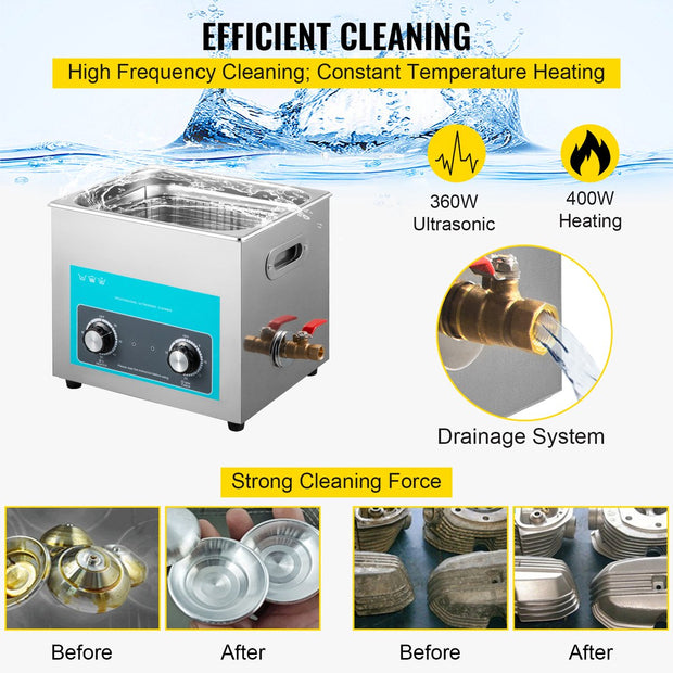 Ultrasoon Reiniger - 15 L - met Verwarmingstimer 20-80°C - 360W -  Roestvrij Staal - Professionele Ultrasone Reinigingsapparaat - voor het Reinigen van Vinylplaten, Sieraden, Brillen, Laboratoriumbenodigdheden - Zilver