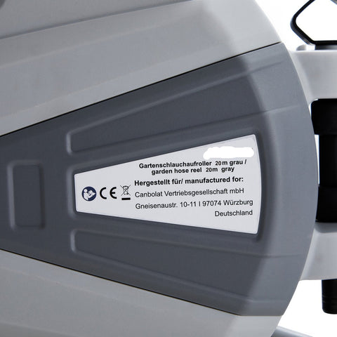 Tuinslanghaspel - Tuinslang - Waterslangslang met Snelkoppeling - 20 m - Grijs