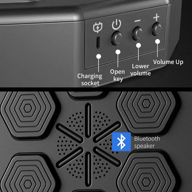 Digital boxing machine - Boxing machine - With music &amp; Bluetooth - Intelligent training - Wall mounting - Boxing - Punching ball - Punching bag - Boxing machine - Boxing machine - Boxing machine with music - Black