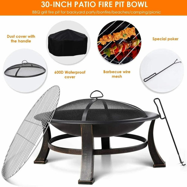 Vuurkorf - Grill - BBQ - Vonkscherm - Vuurpoker - Buiten