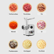 Elektrische vleesmolen 3 in 1 - Gehaktmolen - Worstenmaker - Worstvuller - Krachtig - 3000W