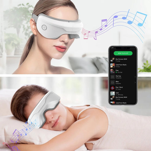 Oogmassage Apparaat - Massager - Ontspanning - Met Trillingen - Verlicht Vermoeidheid - Bluetooth - USB - 23x9x9 cm - Wit