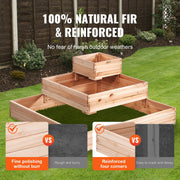 Verhoogd Bed Plantenbak – 113 x 113 x 51 cm – Dennenhouten Groentebed – Bloembak Kruidenbed – Tuinbed voor Groenten, Fruit, Kruiden en Vetplanten
