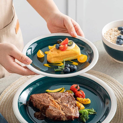 Luxe Serviesset – 32 delig – 8 persoons – Porselein - Bordenset – Dinner platen – Dessertborden - Kommen - Pastabord - Groen