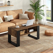 Sidetable - Wandtafel - Haltafel - Wandtafel Sidetable - Side Table - Sidetable Industrieel - Sidetable Hout - Thee en Koffietafel - met Opbergruimte - 2 Open Compartimenten - Vintage Stijl - Salontafel - voor Woonkamer Slaapkamer - Rustiek Bruin