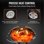 Houtskool Kogelgrill 56 cm - Draagbare BBQ Grill met Deksel - Grote Grilloppervlak - Zwart - 63 x 82 x 88 cm