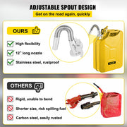 Benzinejerrycan - 0.8 mm Dik Koudgewalst Staal - met Ergonomische Handgrepen - met Flexibele Uitloopauto's - 30 x 15 x 18.5 Inch 20 Liter - Geel