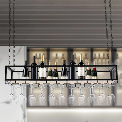 Wine rack - Wine glass holder - Wine rack for ceiling - Kitchen rack - 100 x 25 x 22 cm - Load capacity 75kg