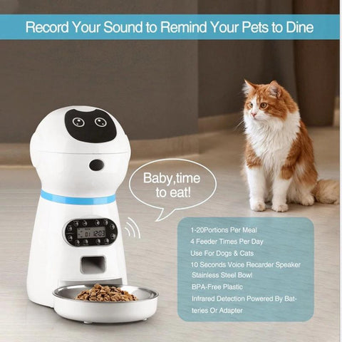 Automatische - Pet Feeder - Met Voice Record & Timer - 3.5lL - Wit