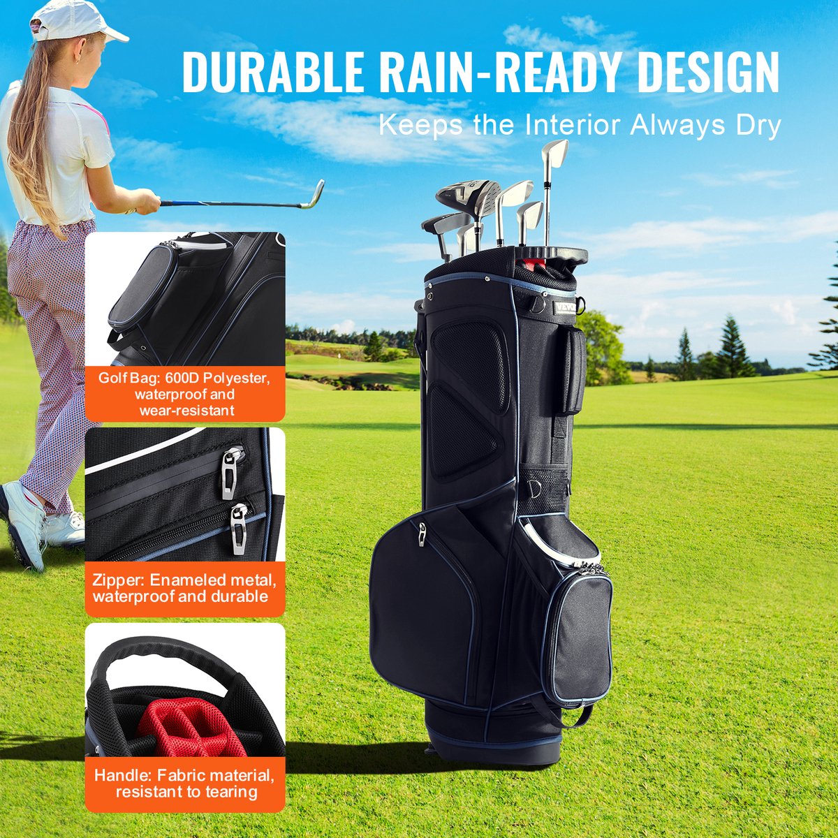 Golfbag – Waterdichte en Duurzame Golftas – 14-Vaks Indeling – 11 Opbergvakken – Comfortabel - Draagbaar en Stofdicht
