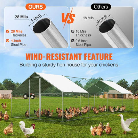 Dierenhok - Kippenhok - Kippenverblijf - 3x2x2m - Inloopkippenhok - Waterdicht Dak -Achtertuin - Boederij - Konijnenhok - Metaal