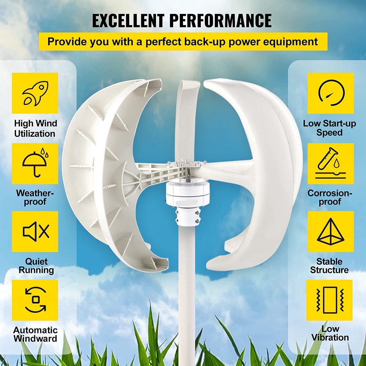 Windturbine - 12V 600W - 5 Bladen - Windmolen generator - Windturbine generator - Aerogenerator - Windenergie - Windturbine bouwpakket - voor thuis tuin Boot of straatverlichting - incl Controller - QUORE