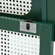 TV-Meubel - Groen met Wit Rotan - met 2 Rotan Schuifdeuren - 2 Laden - 4 Vakken met Verplaatsbare Planken