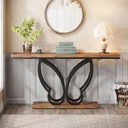 Consoletafel - Sidetable - Console - Haltafel - Metaal en Hout - Bruin - Industrieel - 140 x 80 x 30 cm - Console Tafel - voor Hal - Woonkamer - Entree