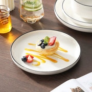 Serviesset – 12 persoons – 36 delig – Wit met zwarte rand Keramisch – Dinerborden – Ontbijtborden