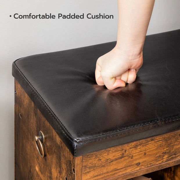 Shoe bench with seat cushion - Shoe cabinet - Hallway bench with storage space - Hallway bench - With 6 compartments