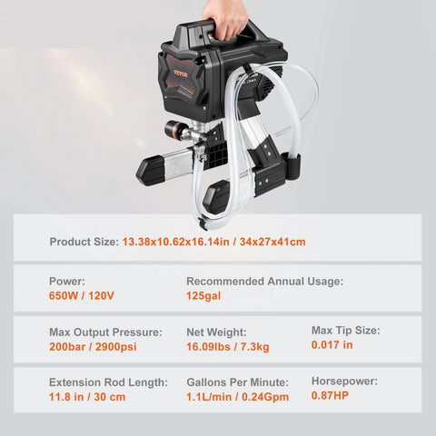 Paint Sprayer - Airless - Professional Paint Machine - Powder Coating Machine - 650W - 1.1L -