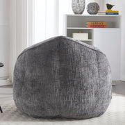 Zitzak met Voetensteun - Loungestoel met Hoge Druk Schuimvulling - Beanbag Ergonomisch Ontwerp - Chenille Stof – 89x88x76 cm - Grijs