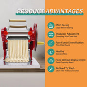 Manual Noodle and Pasta Machine - Dumpling Wrapper Machine - Stainless Steel Pasta Maker - Spaghetti Dough Roller - Home Kitchen Appliance