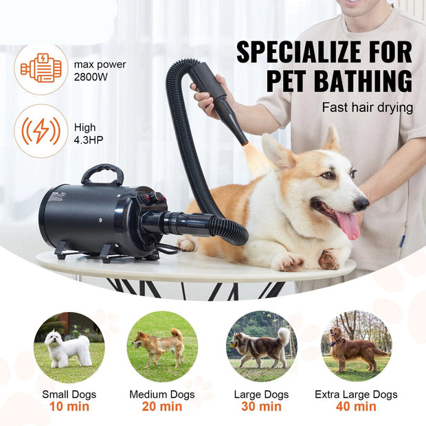 Dog Hair Dryer - Hair Dryer - Dog - 2000W - 55 Degrees