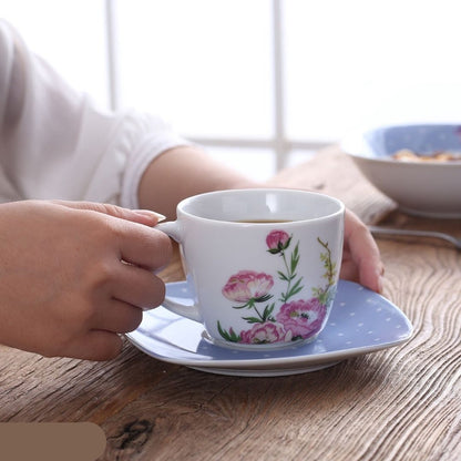 Luxe Serviesset - Bordenset - Kommen set - Soep Borden - Dessert Borden - Dinerborden - set van 30 - 6 persoons - Wit - Blauw - Bloemen