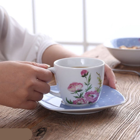 Luxe Serviesset - Bordenset - Kommen set - Soep Borden - Dessert Borden - Dinerborden - set van 30 - 6 persoons - Wit - Blauw - Bloemen