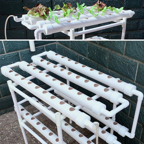Kweekbak - Hydrocultuur Set - Kweektafel op Poten - Duurzaam - Licht Gewicht - Hydroponic Systeem - 2 Lagen - 72 Gaten - 98x55x72 CM - Wit