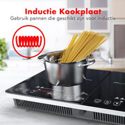 KitchenBrothers Inductie Kookplaat - 2 Pits - Vrijstaand - 1500W + 2000W - RVS