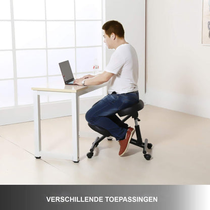 Ergonomic Kneeling Chair with Adjustable Height, Wheels and Comfortable Cushion - Healthy Sitting Posture Chair for Office and Work - Ergo Kneeling Chair with Smooth Wheels and Soft Seat - Office Chair for Back Comfort and Productivity
