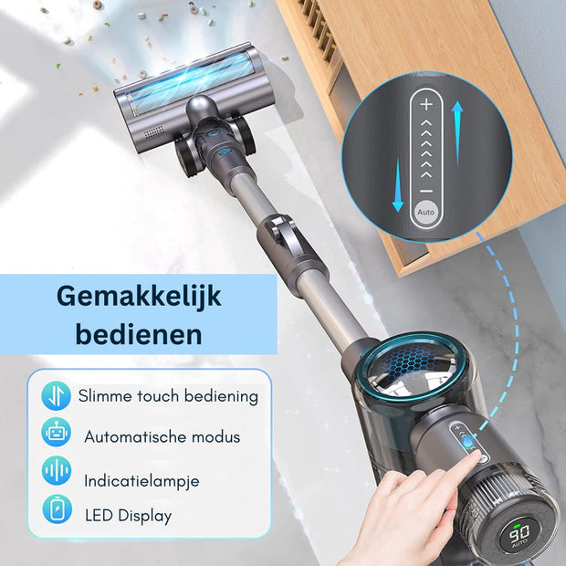 Cordless Stick Vacuum Cleaner - Bagless on Battery - 4 Different Attachments - Handheld Vacuum Cleaner - 380W - 27Kpa
