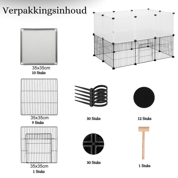 Dierenren - Kat - Hond - Binnenhuis - Ren - Buitenhuis - 107 cm x 72 cm x 72 cm - Wit