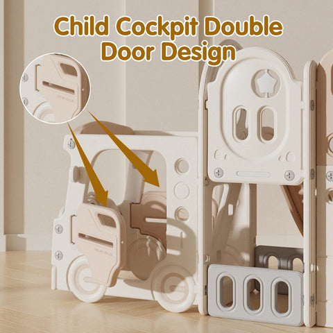 Glijbaan Peuter - Binnen - Buiten - Speeltuin - Speelhuis - Multifunctioneel - Speelgoed - Speeltoestel - Beige/Grijs - 189x217x111cm