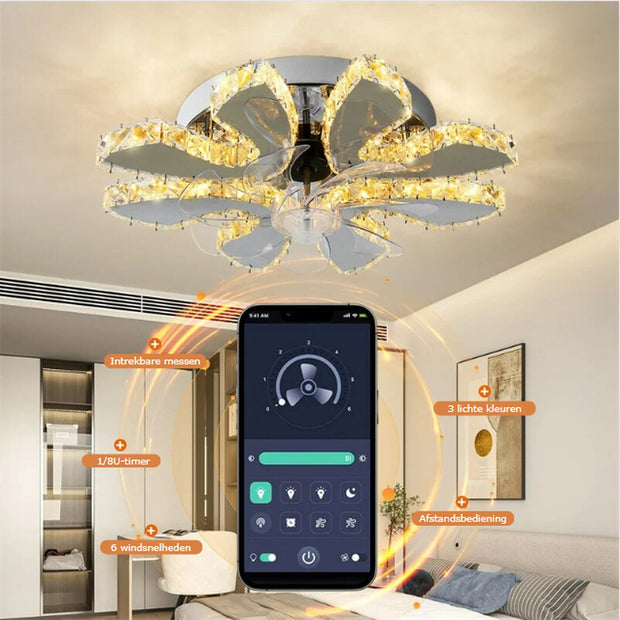 Plafondventilator met Verlichting - Plafonniere Met Krachtige Ventilator, Afstandsbediening en App Bediening - Modern Design Slaapkamer - 7 Bladen
