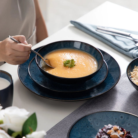 Dinnerware set - 8 persons - Porcelain - Dinnerware sets - 32 pieces - Plate set 8 persons - Plate set 32 ​​pieces - Blue