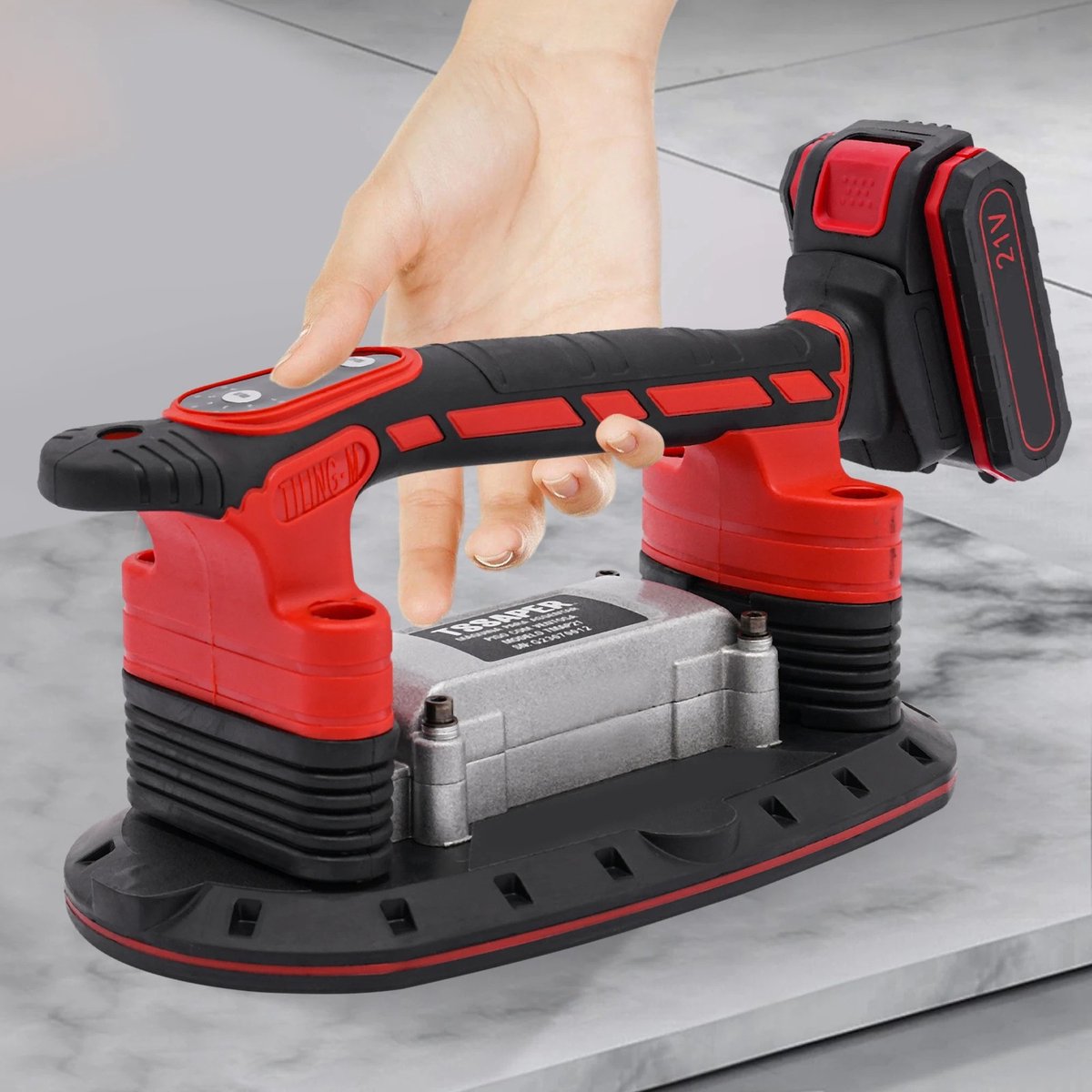 Elektrische Tegel Installatie Tool - Tegelzuignap - Tegellegger Zuignap - Slip-Proof - Enkele Zuignap - Elektrisch - 80KG - 30/240cm - 2x Accu