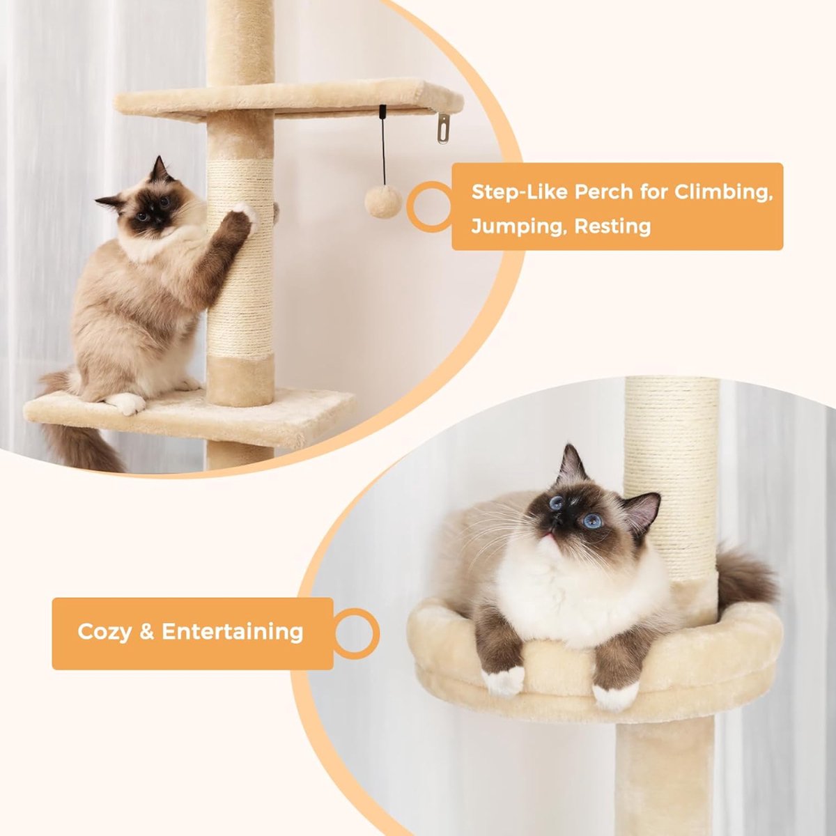 Kwaliteits Kattentoren – Meerdere Niveaus Krabpaal met Sisal en Pluchen Rustplekken –  5-vloers - Compact en Stijlvol Ontwerp – Perfect voor Alle Rassen en Leeftijden