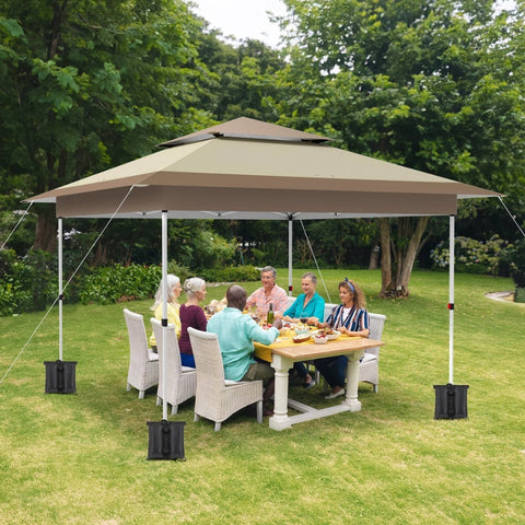 Paviljoen – Luifel - Koepeltenten - Voortent - Zonnewering - Pop-up - 3.6 x 3.6 m - Stahoogte 3 m - Voortent, Tuintent, Zonnescherm, Partytent, Windscherm, UV-bescherming 50+ – Outdoor, Camping, Tuin – Kamperen – Donker khaki