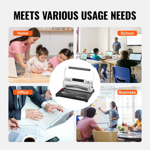 Spiraalbindmachine - IJzeren Basis + ABS-Kunststof Behuizing - Efficiënt en Schoon Inbinden - Compatibel met Verschillende Maten - Robuust en Duurzaam - Inclusief Accessoires