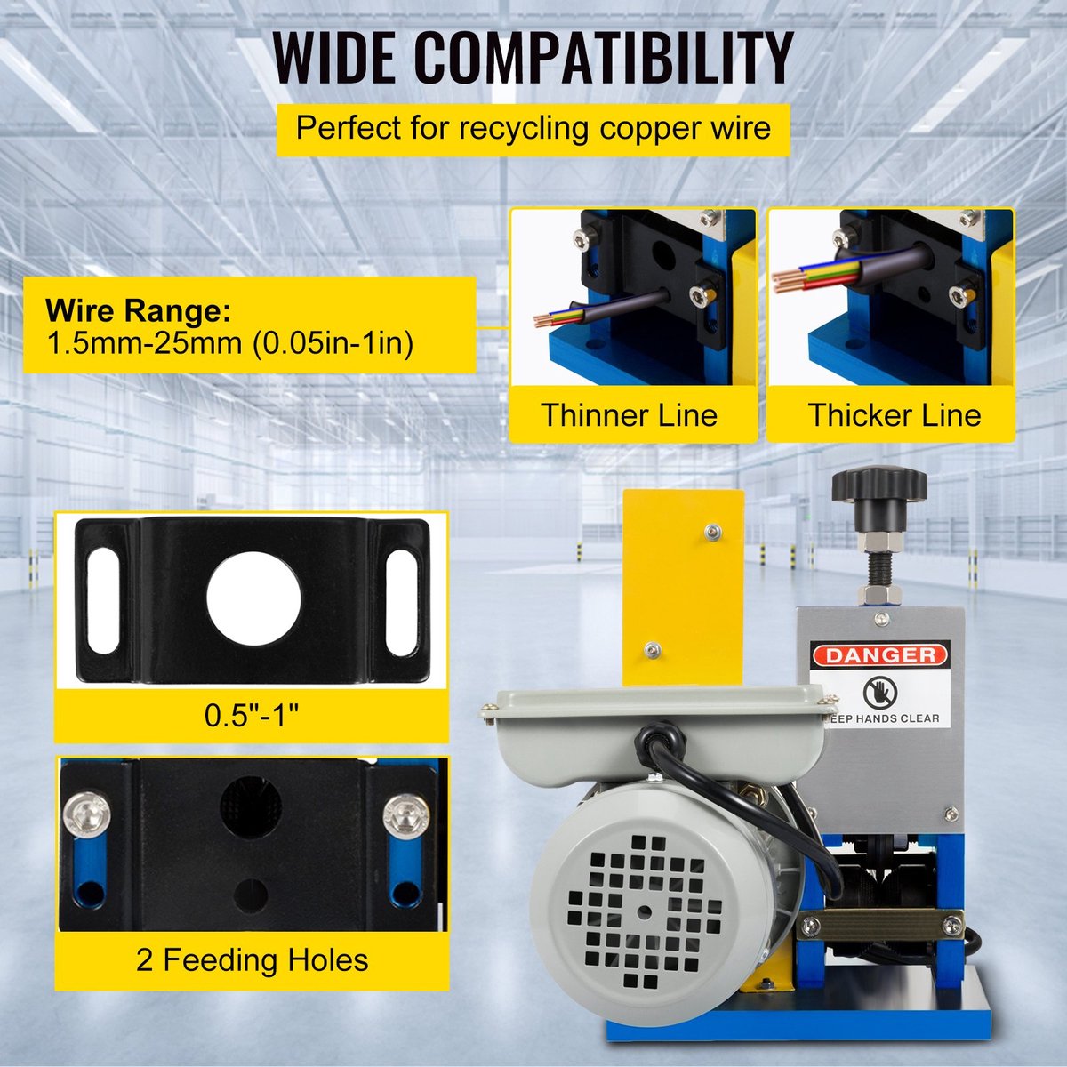 Elektrische Kabel Stripper - Draadstripmachine - Snijmachine - Stripper 1,5-25 mm - 220 V Multihole Wire Stripper - QUORE
