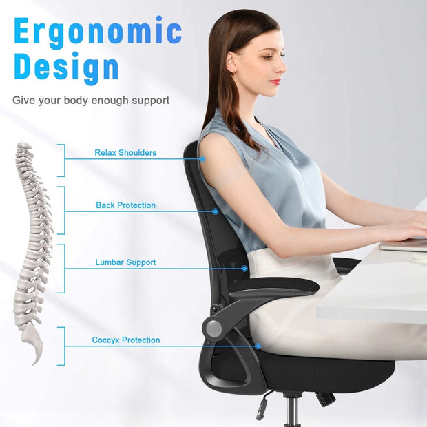 Ergonomische Bureaustoel - Bureaustoelen voor Volwassenen - Office Chair - Gamestoel - Kantoorstoel - Volledig Verstelbaar - Incl. 3D-verstelbare Armleuningen & Verstelbare Lendensteun - Zwart