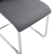 Eetkamerstoel Set van 4 - Grijs - Met Ruitpatroon op de Rugleuning - Verchroomd Metalen Frame - Belastbaar tot 150 kg - Kunstlederen Bekleding