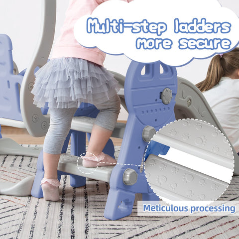 Glijbaan voor kinderen - 4 in 1 kinderglijbaan, schommel met basketbalstandaard, klimladder, schommel, tuinglijbaan voor binnen en buiten