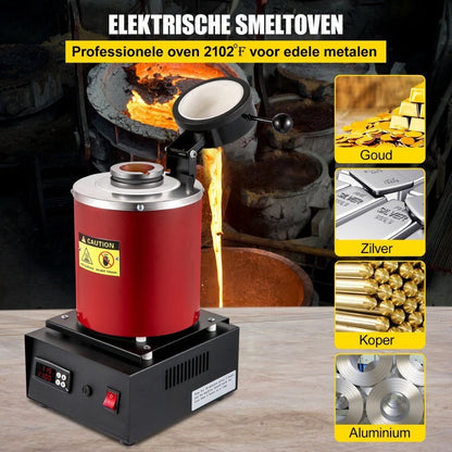Smeltoven Elektrisch - Smeedoven Metalen - Smeltkroes Grafiet - Inclusief Volledige Set - 2KG