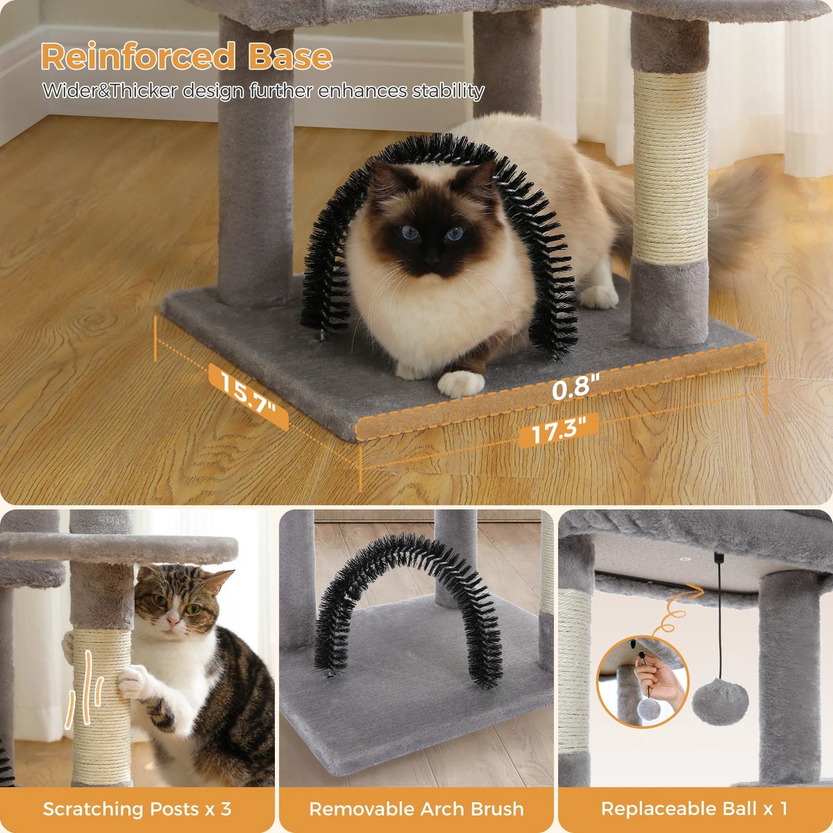 Krabpaal voor katten - Krabpaal voor grote katten - Krabpaal kat - Met een ruim kattenhok - 4 plateau's