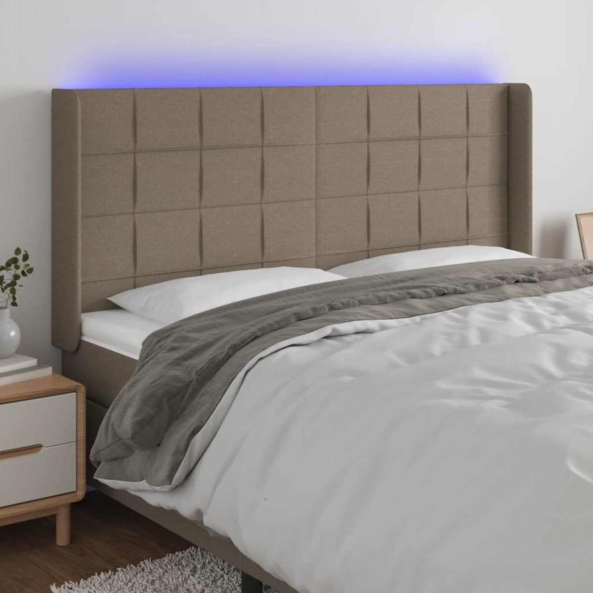 183x16x118/128 cm - Taupe Hoofdboard - Led Hoofdbord - Hoofdkussen - Beddecoratie - Slaapkamers