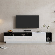 Modern Tv-kast - in Wit - Met een Uniek Patroon - 170x38x42cm - voor Televisie tot 80 inch - Twee Deuren - Kabelbeheer