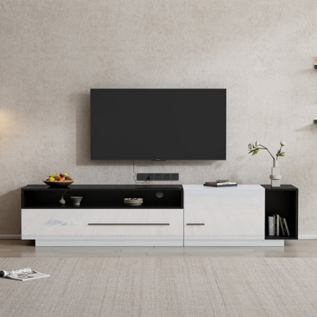 Modern Tv-kast - in Wit - Met een Uniek Patroon - 170x38x42cm - voor Televisie tot 80 inch - Twee Deuren - Kabelbeheer