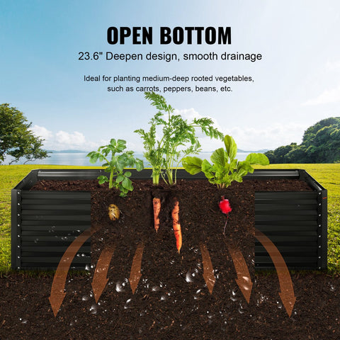 Verhoogd Bed Plantenbak - Groentebed - Bloembak - Kruidenbed - Gegalvaniseerd Metaal - Tuinbed voor Groenten - Fruit - Kruiden en Vetplanten - Donkergrijs