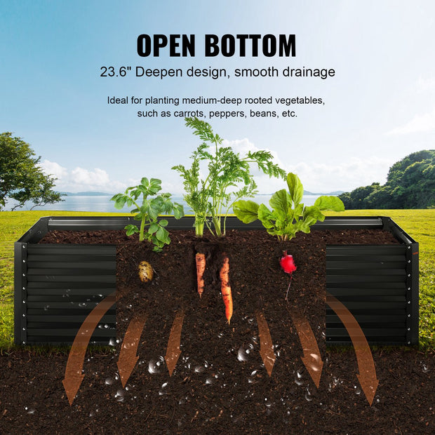 Verhoogd Bed Plantenbak - Groentebed - Bloembak - Kruidenbed - Gegalvaniseerd Metaal - Tuinbed voor Groenten - Fruit - Kruiden en Vetplanten - Donkergrijs